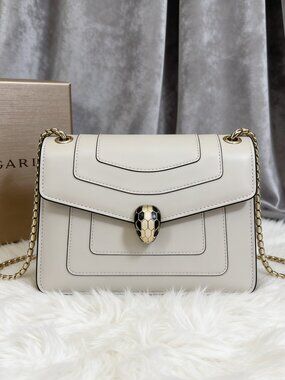 BVLGARI Serpenti Forever Medium Shoulder Bag White